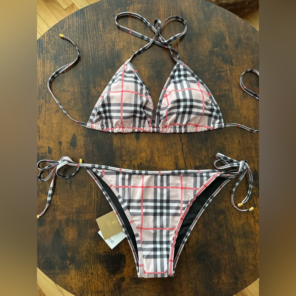 Plaid Triangle Bikini Set